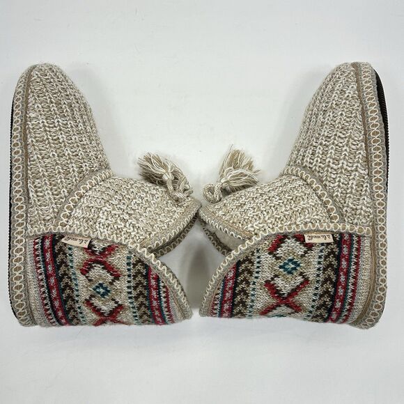 Muklucks A La Mode Slippers Shoes Beige Size Medium 7-8 Women's Knit Aztec - Picture 5 of 11